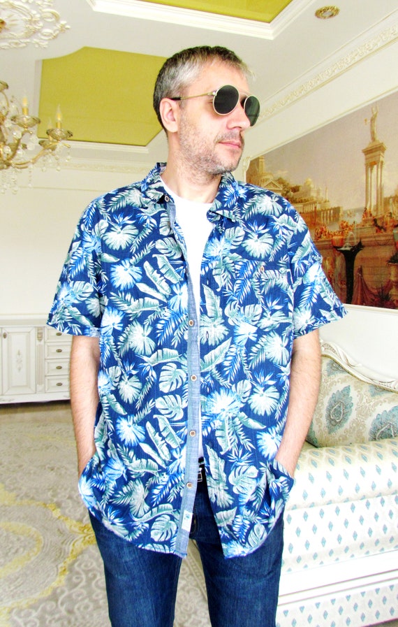 aloha shirt mens Shirt blue shirt boho shirt mons… - image 4