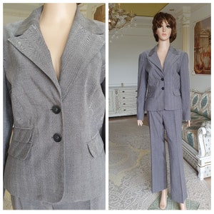 gray suit Womens pants suit L Womens suit vintage pants set mod suit Business lady suit Two Piece suit formal suit office suit Casual suit