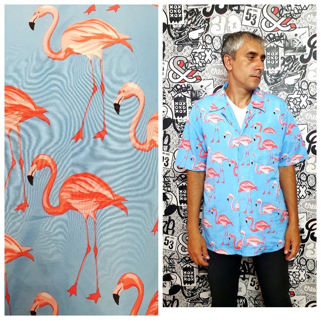 No Boundaries Flamingo Button-Front Shirts for Men