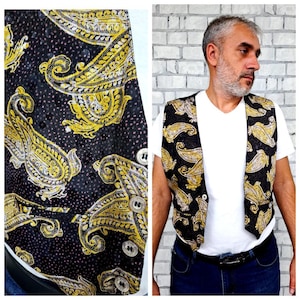 paisley print vest S mens Abstract print vest mens boho vest mens vest wedding mens waistcoat vest Sleeveless Jacket  hippie vest