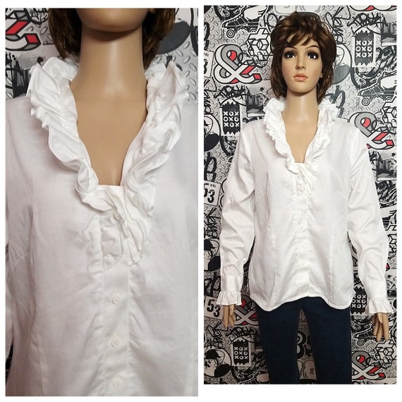 White blouse L White Ruffle blouse White Ruffle to