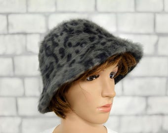 Vintage Leopard Print Bucket Hat - Velvet & Wool - Da-me  display picture 3