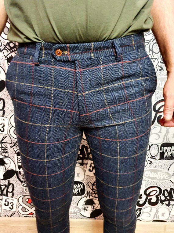Mens Wool Pants Retro Pants Mens Pants Checkered … - image 4
