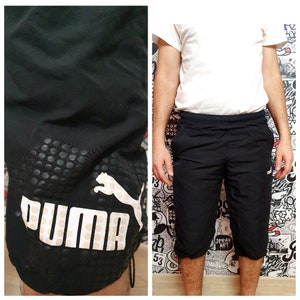 PUMA shorts men shorts Vintage 90&#39;s Football Shorts M  trefoil Sport Shorts Retro Shorts black shorts asthletic shorts Soccer shorts