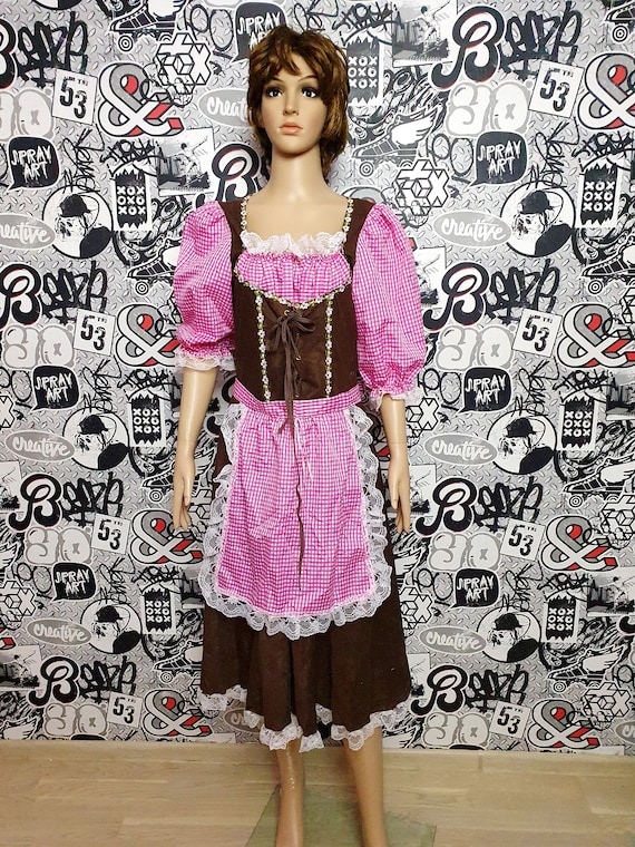 pink Gingham Dirndl Dress Oktoberfest Clothing pi… - image 2