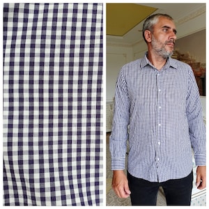 Octoberfest shirt M  mens Shirt mens Gingham Shirt mens Western shirt long sleeve shirt blue white shirts Hippie shirt