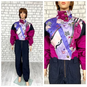 black ski suit Womens ski suit M Overall Womens Clothing Vintage One Piece Skiing Clothing Vintage Skiing Tracksuit Winter Snowsuit