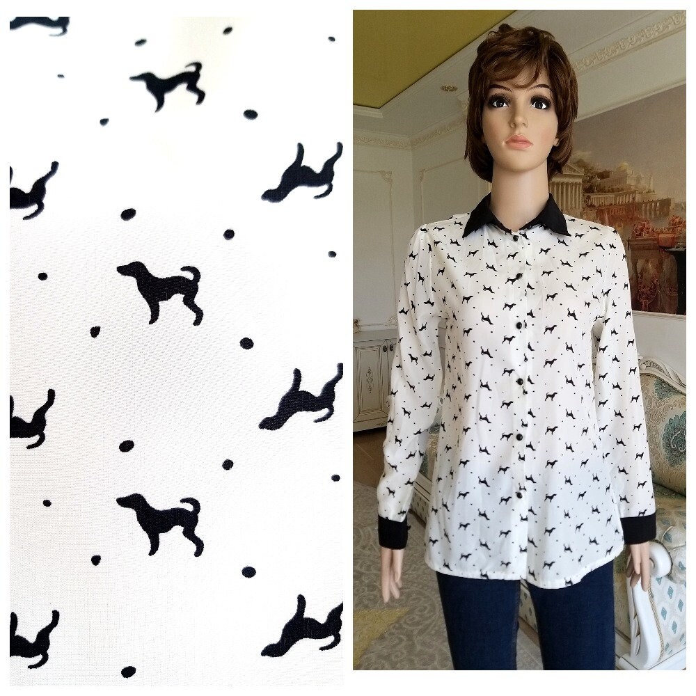 Womens shirt S dog shirt dog blouse dog print top animal print Etsy