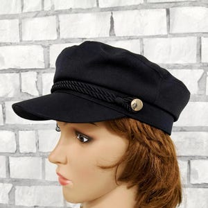 Black cap military hats newsboy hat Newsboy Cap fisherman cap military cap steampunk hat captain cap biker cap Cabbie Cap fiddler cap sailor