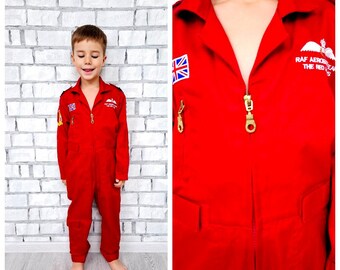 Kids Red Or Navy Boiler Suit Overalls - Personalised With 'Farmer' & Name For Dress-Up & Play