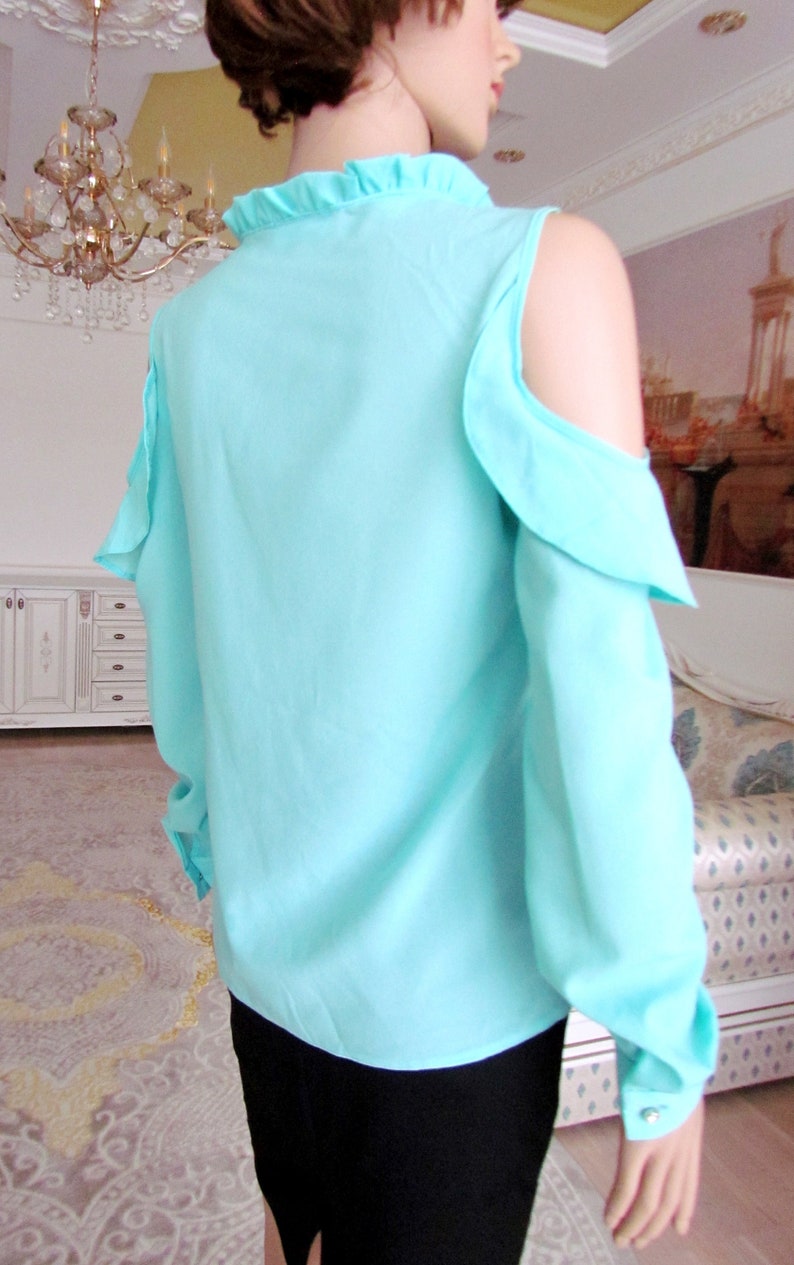 Womens top womens blouse Formal blouse S aqua blouse Etsy