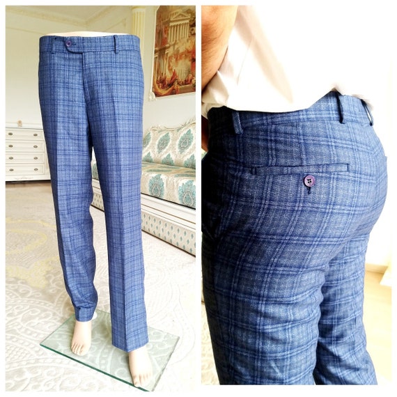 blue plaid pants mens outfit