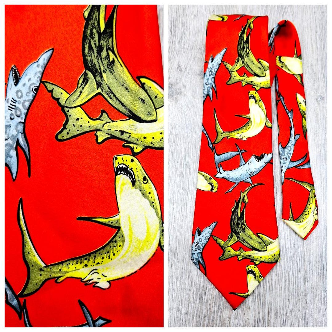 Roberto Angelico Italy Wedding Tie Mens Necktie Statement Tie Shark ...