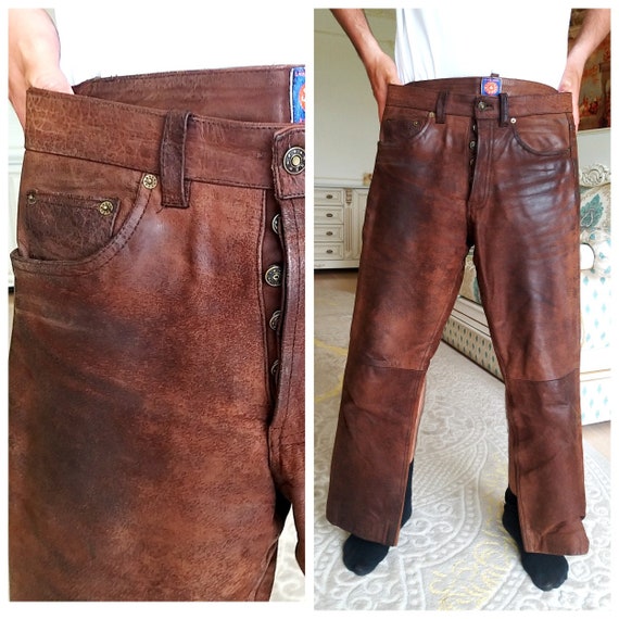 Mens Leather pants M Leather Clothing Western Retr
