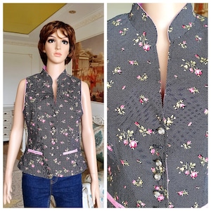oktoberfest clothing Dirndl top Crop Blouse folk top festival top FLoral vest Victorian top Oktoberfest Top Dirndl Crop Top M