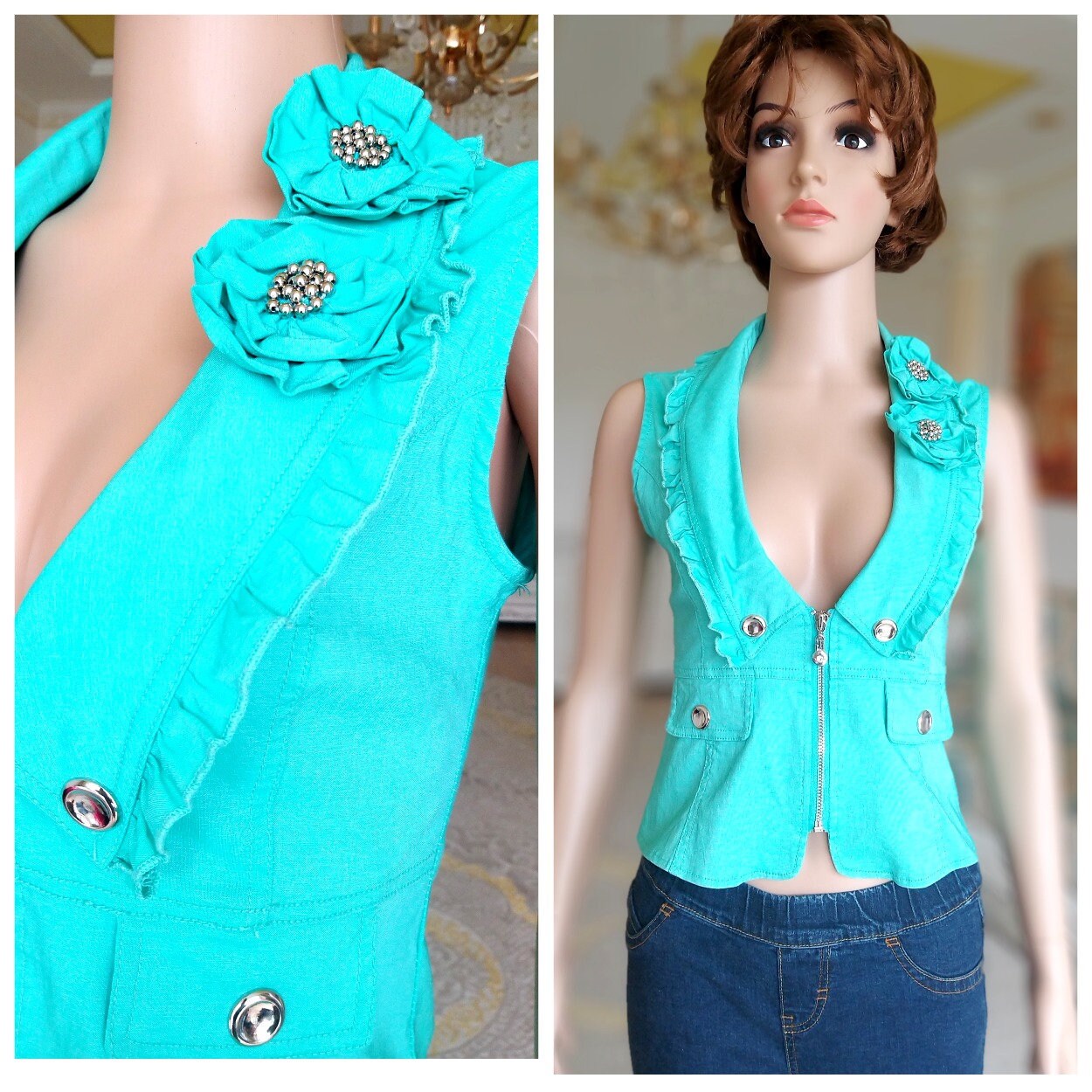 Mint shop green waistcoat