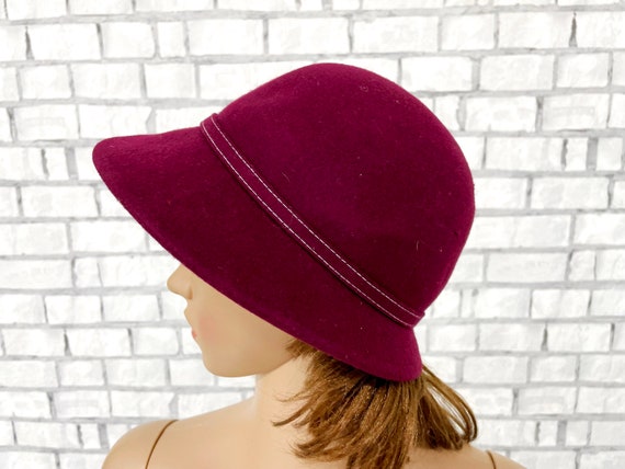 Cloche Hat vintage  burgundy Hat formal hats  Fel… - image 5