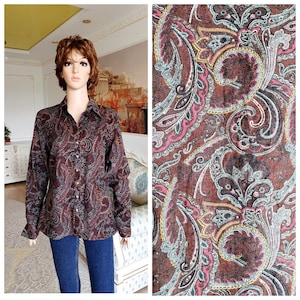 womens shirt womens blouse womens paisley print shirt womens abstract blouse abstract shirt  boho blouse boho corduroy shirts festival shirt