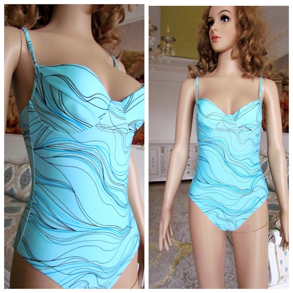 women Swimwear Vintage abstract swimsuits 90s whit