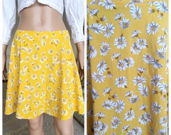 jupe jaune daisy print jupe jupe jupe florale jupe femmes jupe fleur jupe de plage jupe d’été jupe jupe mini jupe M