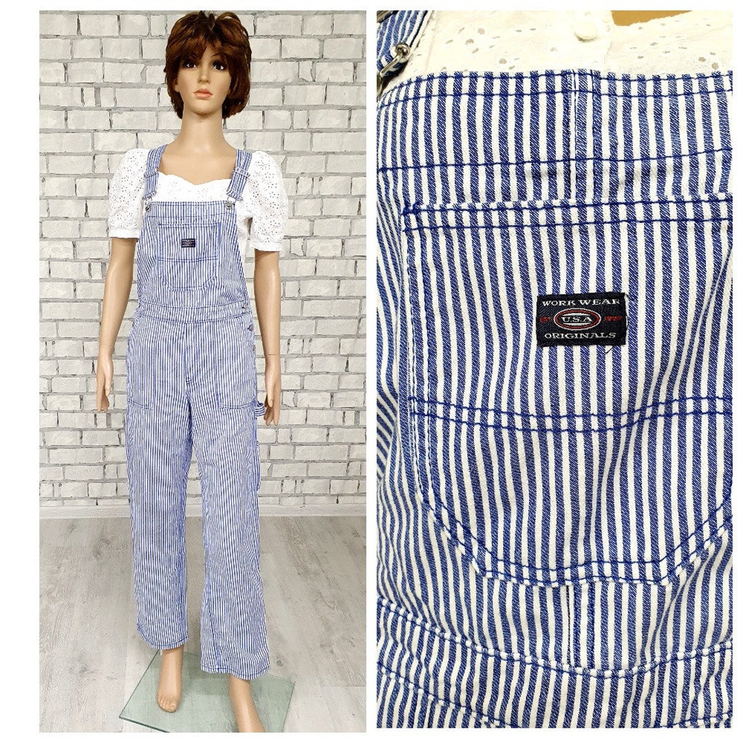 Striped Denim Jumpsuit Jean Jumpsuit Denim Overall Vintage Etsy
