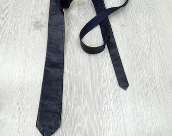 Leather Skinny Neck Tie, Vintage Necktie,gift for Men, for