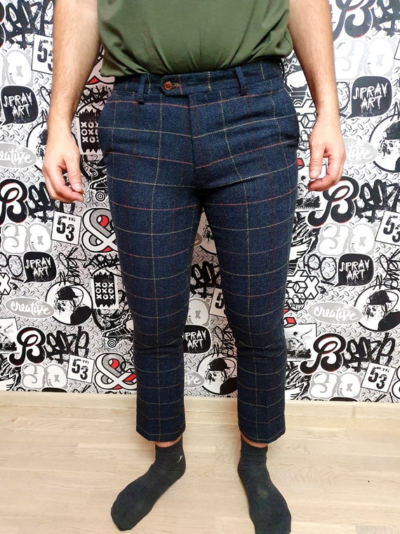 Mens Wool Pants Retro Pants Mens Pants Checkered … - image 2