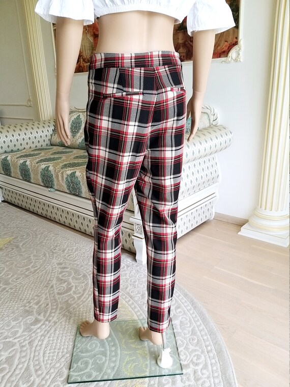 Plaid Pants White RED Plaid Pants womens Pants Re… - image 8