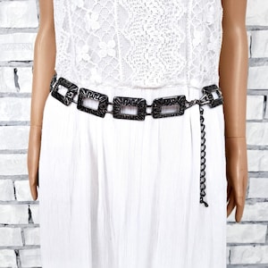 Womens Gürtel M Boho Gürtel Kleidergürtel Hippie Gürtel Silber Kettengürtel Steampunk Cowgirl Gürtel Disco Taille Gürtel Concho Gürtel Metallgürtel