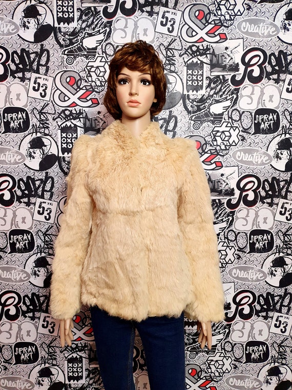 crop fur coat Genuine rabbit fur coat 80s womens … - image 2