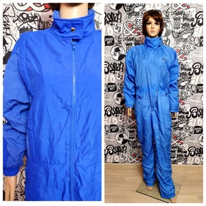 One Piece Ski Suit Clothing Vintage 90s France ski suit blue ski suit Vintage retro ski suit Skiing Suit Winter Clothing Warm suit L