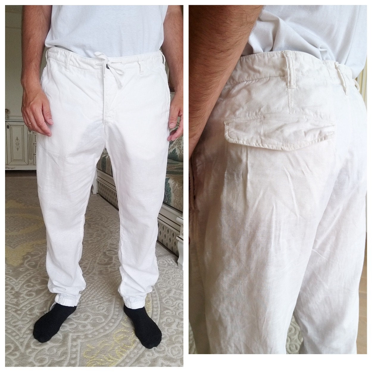 gap white linen pants
