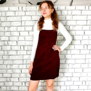 apron Dress M women Dress burgundy corduroy skirt corduroy Dress jumper dress mini burgundy Dress Overall Dress Overall skirt oversize dress