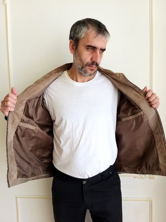 Chaqueta masculina chaqueta hombre cuero abrigo vintage cuero