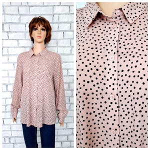 womens blouse 3XL casual everyday Blouse polka dot shirt business boho office secretary Collared minimalist blouse formal polka dot blouse