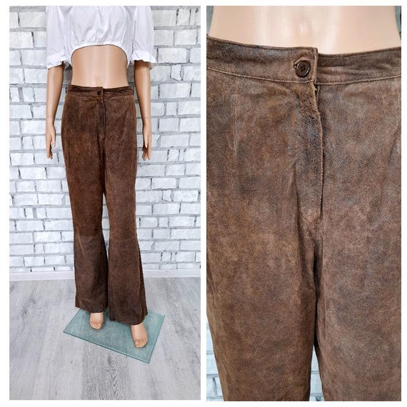 Ropa vaquera Pantalones de cuero para mujer L Pantalones de cuero marron Pantalones de ante Pantalones de cuero Pantalones de ante Pantalones de vaquera Pantalones occidentales Etsy Espana