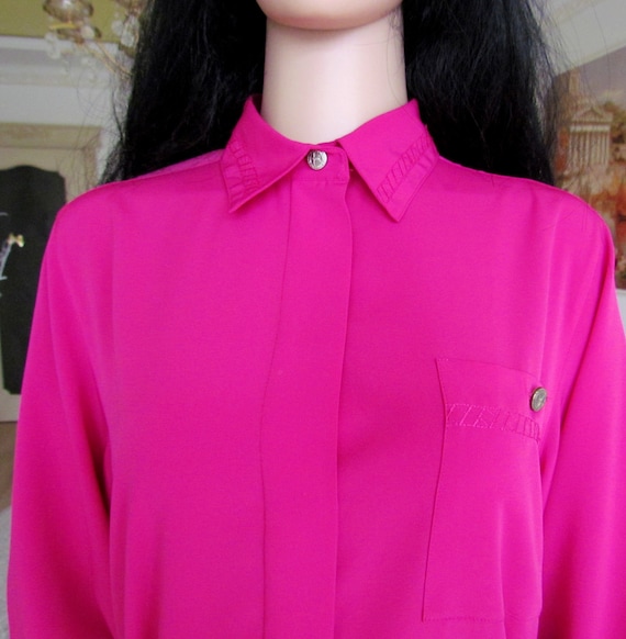 80s pink blouse long sleeve Blouse Victorian Blou… - image 6