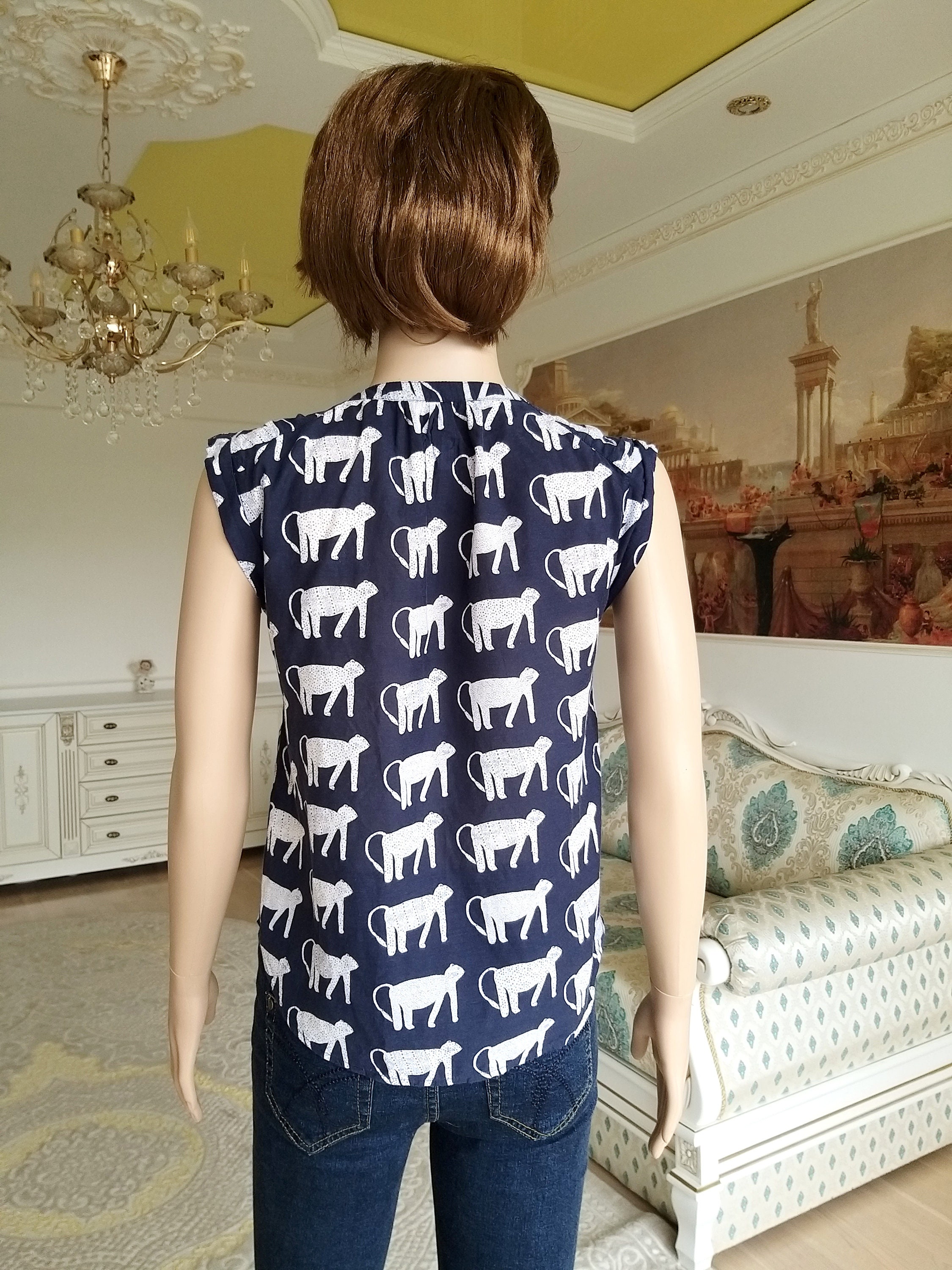 Cat Shirt Cat Top Cat Print Top S Animal Print Top Animal Etsy