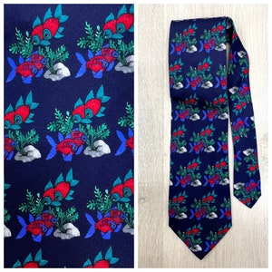 wedding tie gift for Him Mens cartoon Necktie novelty tie groom tie fish Unlimited Necktie fish print tie Statement  groomsmen tie Mens tie