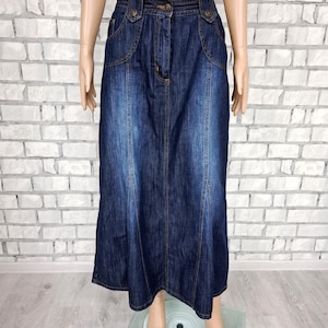Long Denim skirt XL womens skirt maxy skirt blue Denim skirt Vintage  skater skirt Long  skirt Jeans Skirt