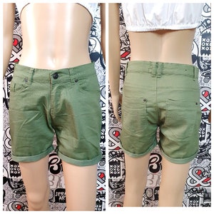 military shorts olive green shorts Forest Green Vintage  Women&#39;s Clothing womens shorts Army Shorts Cargo Shorts S Bermuda shorts