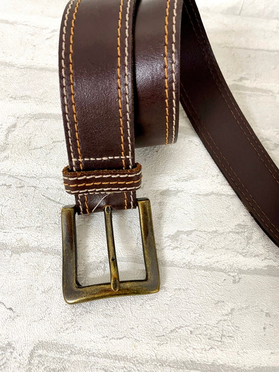 Genuine leather accessories brown leather belt Vi… - image 3