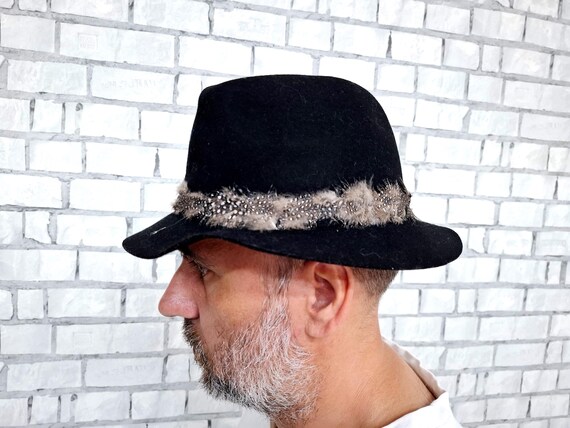 Italy Wool Hat Vintage Alpine Hat Men Hat Black Hat Formal  display picture 3