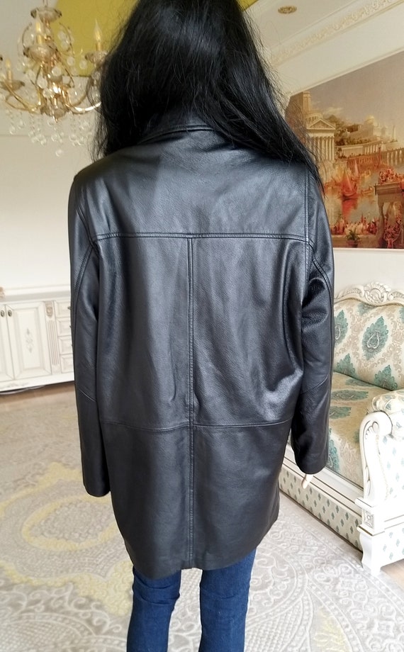 black leather coat womens Leather coat Leather tr… - image 9