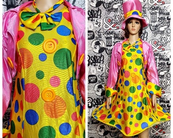 ADULT  halloween Clothing halloween costume clown Dress womens clown Clothing cosplay fancy dress halloween Dress  S