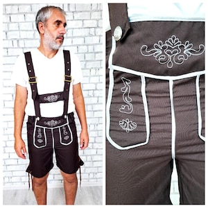 Oktoberfest Ropa Traje de Oktoberfest Lederhosen M pantalones de cuero para hombre Pantalones cortos bávaros traje alemán trachten Oktoberfest Pantalones