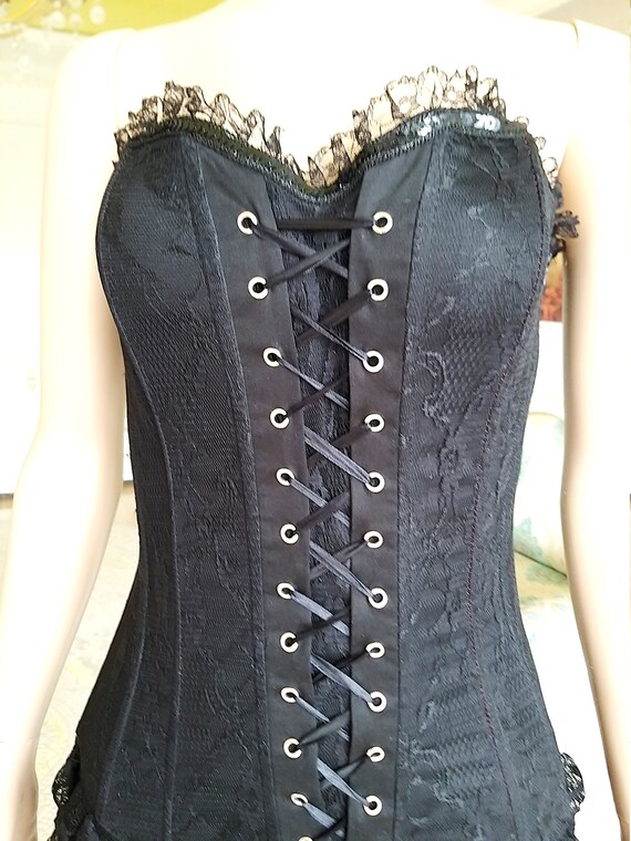 steampunk dress XS women black Ruffle Dress witch… - image 3