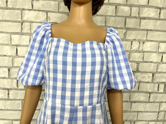 blue Gingham Overall vintage womens overall short… - image 5