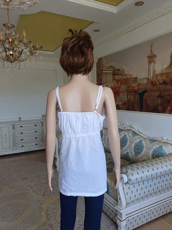 Antique blouse Antique Shirt XL white Camisole To… - image 6