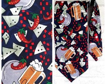 gift for Him gift for Men Accessories Mens tie Mens necktie drinking print Necktie party tie Novelty tie beer print tie pepper print